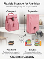Insulated Foldable Lunch Bag (Pink(Hard Fabric))