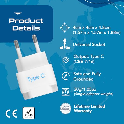 European Travel Plug Adapter (white)