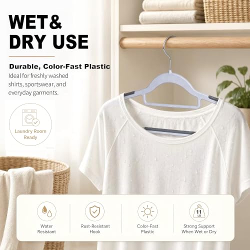 50 Pack Plastic Clothes Hangers (Gray / Grey-50pack)