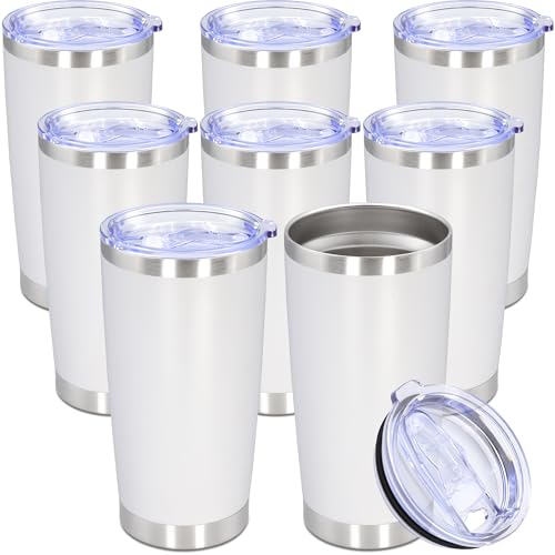 20oz Tumbler Stainless Steel Tumbler Coffee Tumbler with Lid White (White)