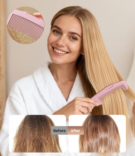 Dandruff Comb Removal 2PC Hollow Fine Tooth Scalp Detox Hair Care Tool Pink (Pink)