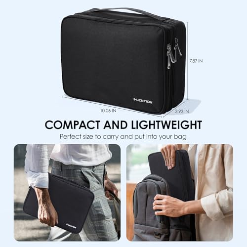 Double Layer Cable Organizer Bag Portable Travel Digital Storage (dark black)
