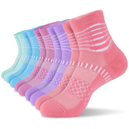 Ankle Compression Socks Women Men Plantar Fasciitis Relief 5 Pairs (X-Large / Cyan+blue+rose Red+purple+pink(5 Pairs))