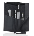 Czech Black Crystal Glass Nail File Set (4-Pc: Nail File, Travel File, Moon File / Black Leather Roll)