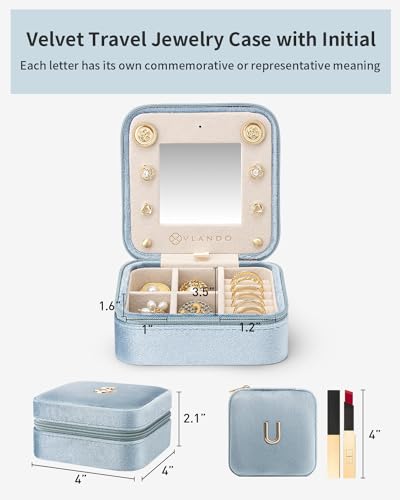 Mini Jewelry Travel Case (Blue / Letter U)