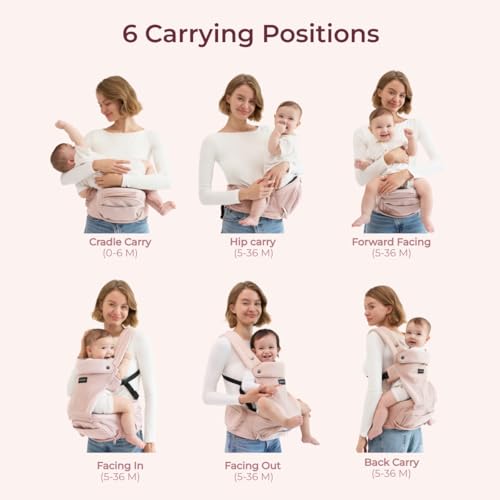 Baby Carrier with Hip Seat (Air Mesh-Pink)