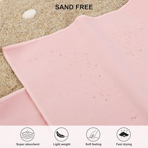 Microfiber Towel Quick Dry Camping & Travel & Gym Towel. Compact (Pale Rose / 60.00" x 30.00")