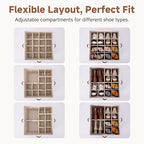 16 Pair Shoe Organizer for Closet (Beige / Medium)