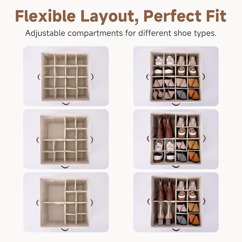 2-Pack 32-Pair Shoe Storage Organizer for Closet, Taupe (Taupe / Medium-2 Pack)