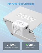 Universal Travel Adapter 70W GaN (70W White1)