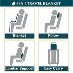 Compact 2-in-1 Travel Blanket Pillow for Airplane Flight, Teal Blue (Teal Blue / 65 x 40 inches)