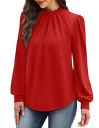 Womens Long Sleeve Tops Blouses for Women Dressy Casual Business Casual Outfits Fall Shirts for Women 2026 Fashion Clothing Mock Neck Cute Ladies Tunic Tops Trendy Red M (08 - Red / Medium)