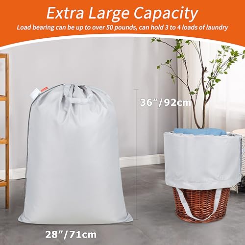 Extra Heavy Duty Laundry Bag with Handles (Silver / 28" x 36" | 1 Pack)
