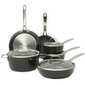 Kitchen Essentials Cool Commune Hard Anodized 10 Piece PFA Free Ceramic Non stick Interior Forged Durable Aluminum Pots and Pans Cookware Set (10-Piece Cookware Set (Hard Anodized Aluminum) / Black (Hard Anodized Aluminum))