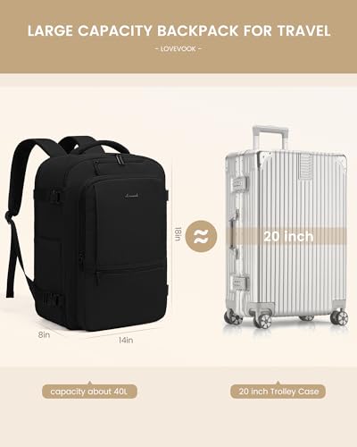 Travel Backpack for Women & Men (Black-white-brown / 18 Inch - 4 Pcs)