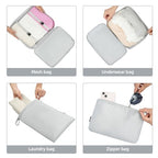 10 Set Packing Cubes Various Sizes Packing Organizer for Travel Accessories Luggage Carry On Suitcase (10-LightGrey / 10 Set-full Mesh)