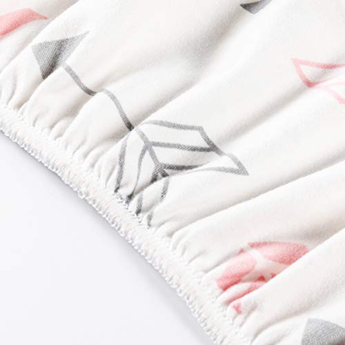 Stretch Fitted Bassinet Sheet Set BROLEX 2 Pack Cradle Sheets for Bassinet Pad (Pink White Arrow / 32x16 Inch)
