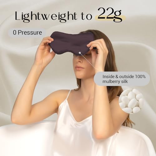 Adjustable 100% 22 Momme Mulberry Silk Sleep Mask (Plum Wine / 1 Count (Pack of 1))