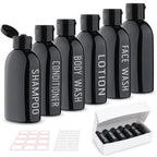 Travel Bottles for Toiletries 6 PCS 3.4oz Plastic Bottles Black (Black)