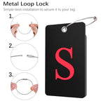 2 Pack Initial Luggage Tags for Suitcases Airplane Travel Essentials (Large S / Black)