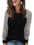 Womens Tops Long Sleeve Shirts Sweaters for Women Fall Teacher Outfits (XX-Large / Black White)