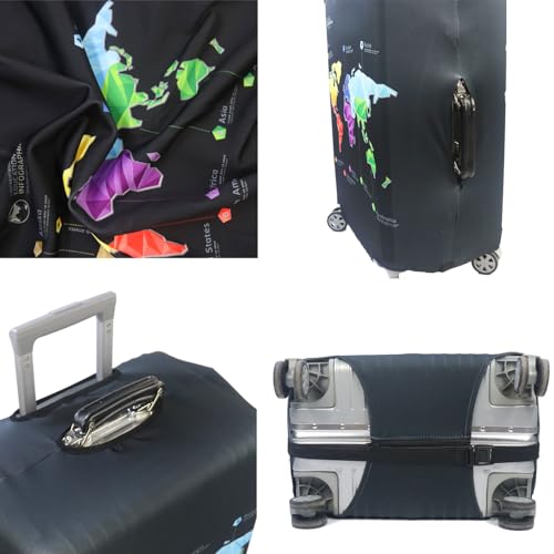Thicker Luggage Cover Elastic Suitcase Cover Protector Fits 18 (Abstract Map / L)