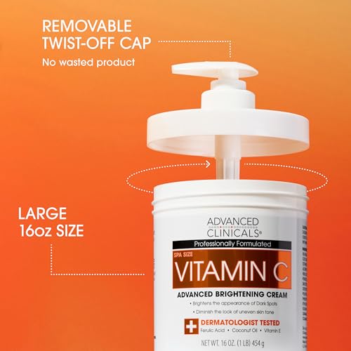 Brightening Vitamin C Body Cream Lotion + Vitamin C & Caffeine Eye Cream Face Moisturizer Skin Care Set For Women (Vitamin C Eye Cream + Body Cream Set / 2 Piece Set)