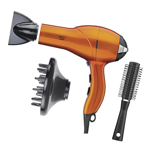 Infiniti PRO Hair Dryer with Diffuser (Orange With Bonus Brush / 1 Count (Pack of 1))
