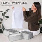 Compression Packing Cubes for Travel (4-Pack / Light Grey)