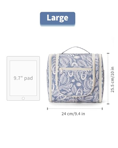 Large Hanging Travel Toiletry Bag for Women (B-Blue Leaf / Large)