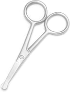 Multicolor Professional Grooming Scissors for Personal Care Facial Hair Removal and Ear Nose Eyebrow Trimming Stainless Steel Fine Straight Tip Scissors 3.9 Inch (Silver Safety C)