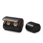 3 Slot Leather Watch Travel Case Black (Black / 3-Slot)