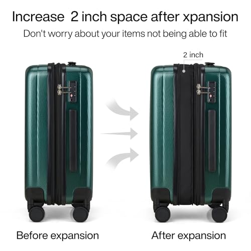 29 Inch Expandable Large Checked Luggage with 8 Spinner Wheels (29 Inch EXT / Blackish Green)