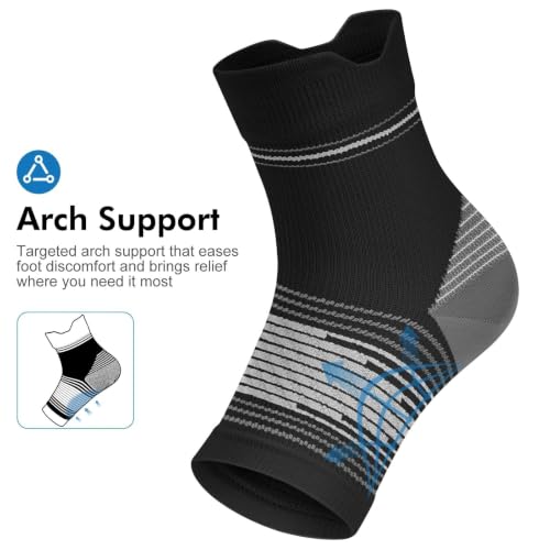6 Pairs Plantar Fasciitis Socks (Black(6 Pairs) / Small (6 Pair))