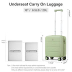 Underseat Carry On Luggage with Wheels (Bamboo Green / 16 Inch)