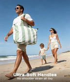 Beach Bags Waterproof Sandproof (Light Green + White)