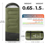 Lightweight Warm Weather Sleeping Bag for Adults (1.65lb-Green)