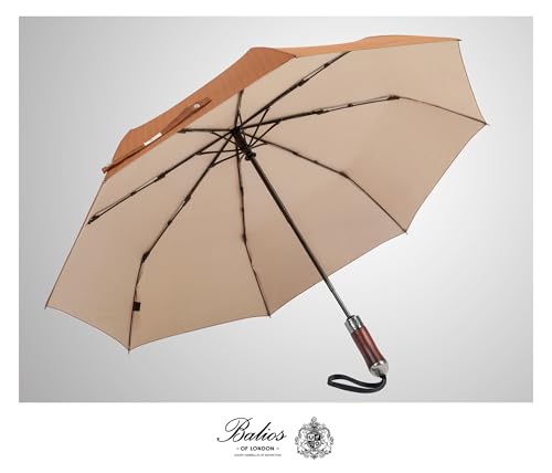 Folding Umbrella Lux Hardwood Handle Herringbone Gold Flame (Herringbone Gold Flame)