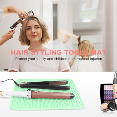 Oversize Silicone Heat Resistant Mat for Hair Tools (Green)
