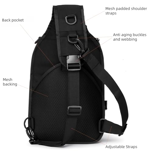 15L Tactical Sling Bag for Men (Black)
