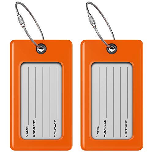Luggage Tags Business Card Holder by TUFFTAAG (Orange 2pk / 2 Pack)