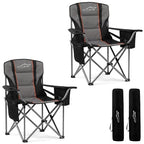 2 Pack Padded Oversized Camping Chair Heavy Duty for Adults (Twin Pack / Black)