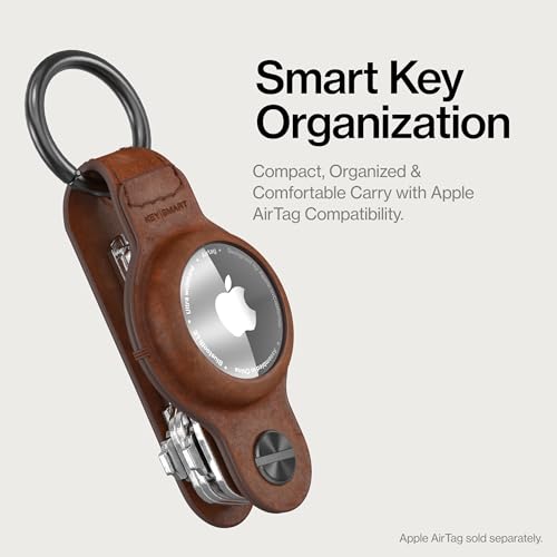 KeySmart Air AirTag Keychain Key Holder (Genuine Leather)