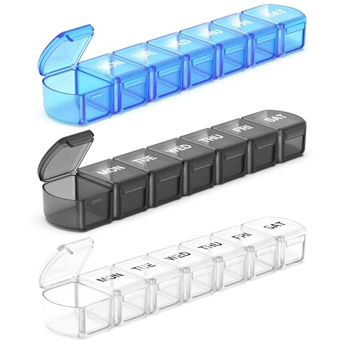 Extra Large Pill Organizer 3 Pack (Black+white+blue)