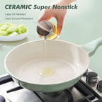 9.5In Nonstick Ceramic Frying Pan with Lid (Mint Green / 9.5 Inch)