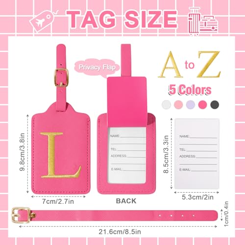 Personalized Initial Luggage Tag (Rose Leather,glod Letter / L)