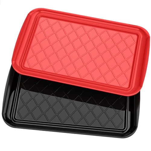 Grilling Prep & Serve Trays for Party Set of 2 (Black & Red)