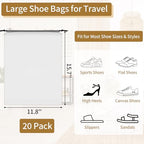 20 Pack Shoe Bags for Travel (Translucent)