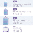 Compression Packing Cubes for Travel (03 Blue Purple Gradient / 5-Piece Set)