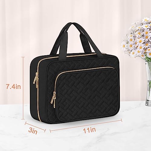 Toiletry Bag for Women (Medium / Minimalist / Black)
